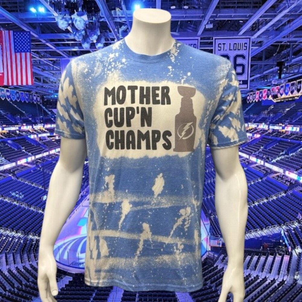 Tampa Bay Lightning "MOTHER CUP 'N Champs" Tie Dye Graphic T-Shirt Tee Size LG